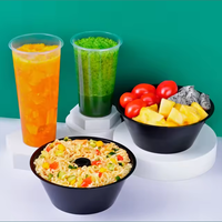 Vente en gros de bols à collation jetables en PET de 700 ml et de gobelets à boisson en plastique pour cola et hotpot, diamètre 90 mm, en promotion