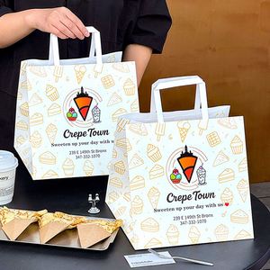 Bolsa de Papel Kraft de 120 g/m² con Asa y Logotipo Personalizado para Helados, Tiendas de Comida, Zapatos, Ropa, Comida para Llevar, Uso en Supermercados, Impresión Serigráfica - Product Image 1