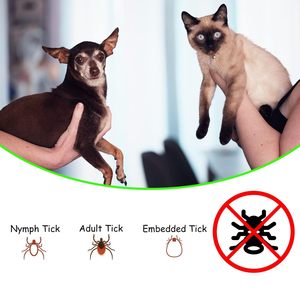 Ensemble d'outils anti-puces et anti-tiques approuvés par le vétérinaire-Kit d'élimination des tiques 5 en 1 avec acier inoxydable-Comprend une pochette Design portable pour animaux de compagnie - Product Image 4