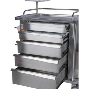 Chariot d'urgence en acier inoxydable Red Star 630x480x890mm, 5 niveaux, véhicule de livraison de médicaments, chariot d'hôpital - Product Image 4