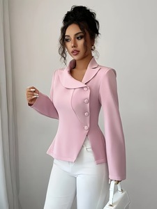 <span class=keywords><strong>Blazer</strong></span> Invernale da Donna Rosso Taglie Forti, Lavorato a Maglia, Tinta Unita, Scollo a V, Monopetto, Stile Business - Product Image 4