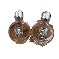 63x44mm 15ml Saints religieux Jésus Vierge Marie Bouteille en verre d'eau bénite avec bouchon de chapelet