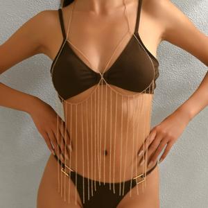 Custom Body <strong>Chain</strong> Tassel Bikini Sexy Dress Breast Shoulder <strong>Chain</strong> 18k <strong>Gold</strong> Plated Body <strong>Chains</strong> Bridal <strong>Top</strong> Women Jewelry - Product Image 1