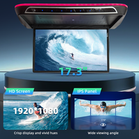 Écran de voiture rabattable de 17,3 pouces, écran LCD de toit rabattable, Android 11, écran tactile, BT, WiFi, USB, pour camping-car, MPV, audio et vidéo de voiture