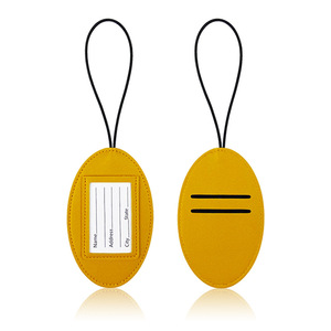 Etiqueta de equipaje de cuero PU con asa para tarjeta de embarque, accesorio antipérdida para equipaje de mano y de abandono, con cuerda para colgar - Product Image 1