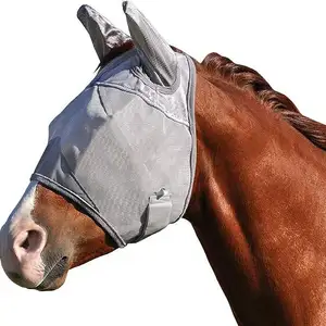 Anti Mosquito Fly Elastic Horse Face Cover Protection Decor Breathable mosquito proof horse fly mask with ears