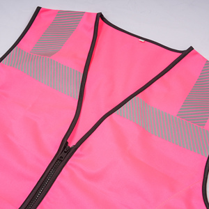 Gilet de course réfléchissant imperméable rose haute visibilité ANSI Classe 2 pour femmes, logo personnalisé, vêtements de sécurité pour la construction - Product Image 3