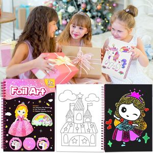 Kit de manualidades de papel de aluminio personalizado para niños de 3 a 12 años, princesa unicornio, juguete de viaje creativo 2 en 1 con 120 láminas de colores y 16 tarjetas - Product Image 4