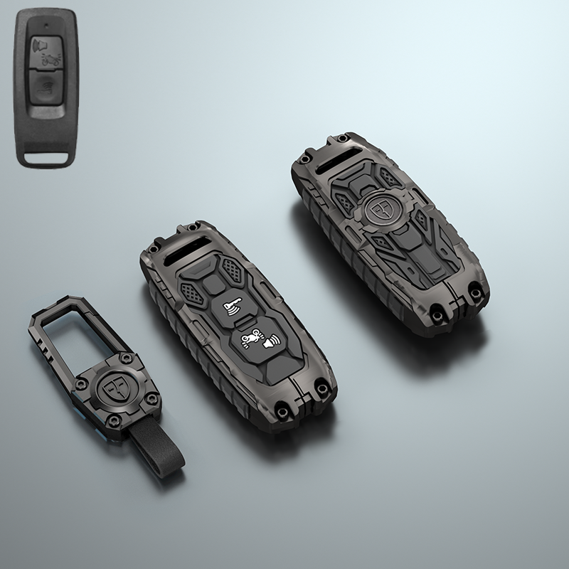 Black with metal square keychain