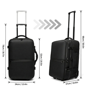 Trolley Bag With Roller Large Capacity Travel Duffel Bag Duffel Bag, Multifunctional <strong>Rolling</strong> <strong>Backpack</strong> Portable Business <strong>Backpack</strong> - Product Image 3