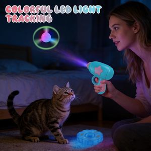 Juguete Interactivo Luminoso para Mascotas al Aire Libre: Libélula de Bambú Giratoria con Luz Intermitente y Catapulta para Gatos, Juguete de Lanzamiento con Vuelo Colorido - Product Image 4