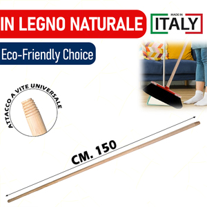 Manico in Legno Naturale Durevole da 150cm con Connessione a Vite Universale per Attrezzi da Giardinaggio, Pulizia e Fai-da-Te - Product Image 3