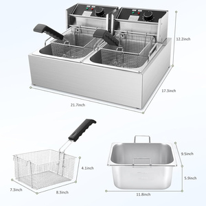 Electric Immersion Deep Fryer Triple Removable Basket Stainless Steel Adjustable <b>Thermostat</b> <b>Control</b> 5.5L Capacity Class Energy - Product Image 5