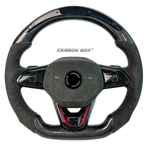 Volante de Fibra de Carbono LED Apto para Volkswagen MK8 MK7 MK6 Golf R <span class=keywords><strong>GTD</strong></span> GTE Polo GTI Golf8 <span class=keywords><strong>Golf7</strong></span> Material Alcántara - Product Image 2