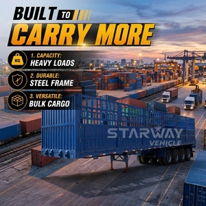 Dropside Steel Utility Bulk Cargo Fence Stake Loose Transport High Capacity Heavy Duty Semi Truck Trailer