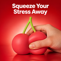 Lot de 6 balles anti-stress en mousse souple en forme de cerise, rouge vif, tige flexible, rebond lent, décoration de bureau, cadeau de bureau