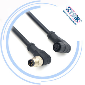 Halogeenvrije M8 4-pins vrouwelijke hoekconnector kabelassemblage - Product Image 3