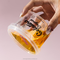 Gobelet en plastique PP de qualité alimentaire de 280 ml avec logo personnalisé, gobelet jetable pour crème glacée, yaourt, pouding avec couvercle