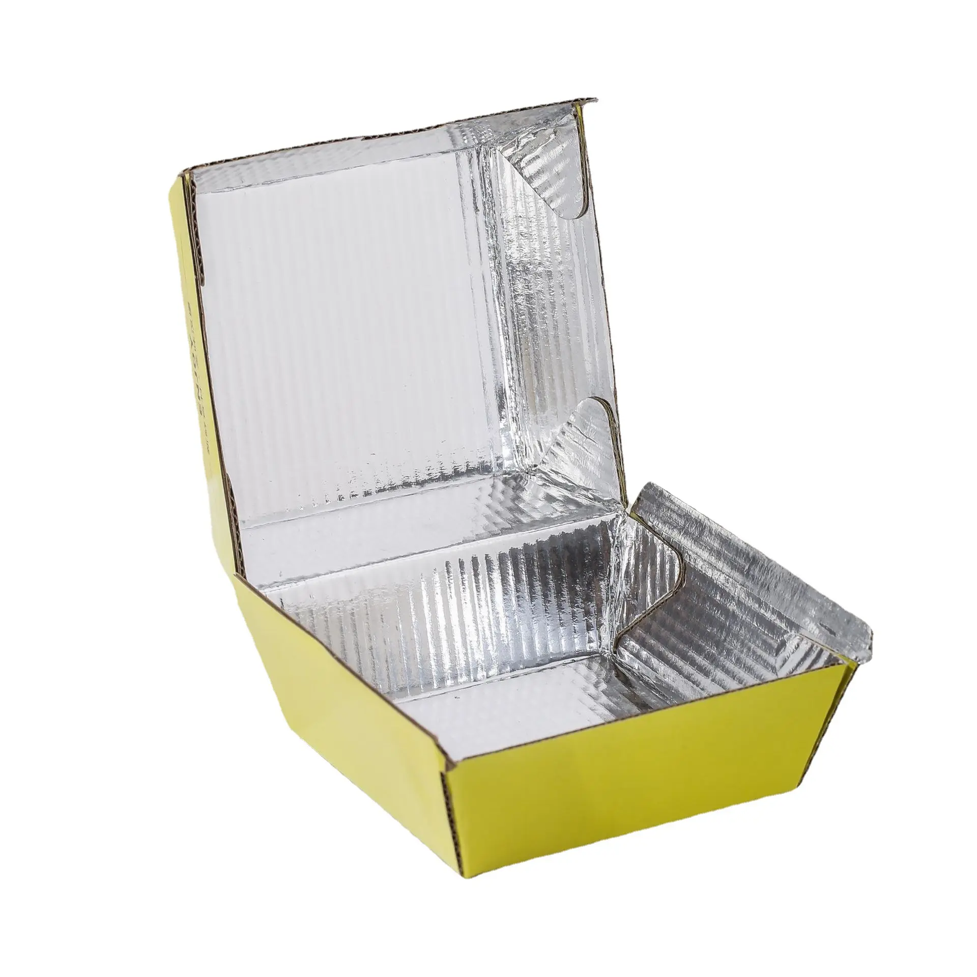 Food Grade Aluminum Foil Kraft Corrugated Clamshell Takeaway Burger Boxes Packaging