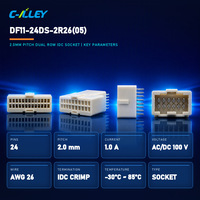 Connecteur de prise IDC à double rangée 24 broches, pas de 2,0 mm, pour câble AWG 26, montage sur câble, AC DC 100V 1,0A, faisceau de câbles, réceptacle