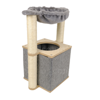 Arbre à chat pliable tout-en-un de luxe moderne, grand, en bois durable, avec griffoir en sisal et peluche, nid, hamac et lit pour chat