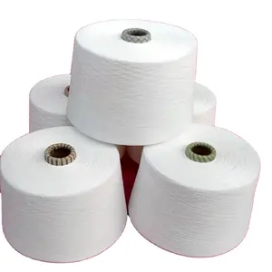 KY-CVC0091 CVC 60/40 20-60s Cotton50 Polyester50 Knitting Weaving Ring Spun Blended Yarn Textile Raw White Colored