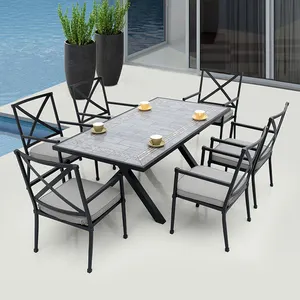 Sıcak satış dikdörtgen masa veranda mobilya katı açık bahçe havuz firma alüminyum çerçeve sandalye mobilya