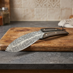 Couteau de chasse à lame fixe en acier 5Cr13 Feather Damascus Laser, manche en bois, lame droite, couteau de chef, DIY OEM THEWIZ - Product Image 4