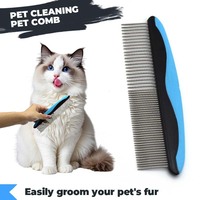 Ensemble de toilettage pour animaux de compagnie en acier inoxydable 3 pièces : Brosse lissante autonettoyante et peigne démêlant pour chiens - Vente en gros