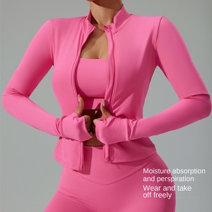 <span class=keywords><strong>Lulu</strong></span> pour Zipper Tight Nine Quarter Sleeve Simple Solid Yoga Suit Women's Running Fitness Sports Top Jacket Breathable - Product Image 4