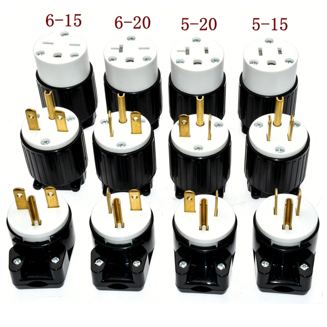 Black Copper NEMA 5-15P 5-15R 5-20P 5-20R 6-15P 6-15R 6-20P 6-20R American Canada Japan Detachable Assembly Power Plug Socket