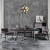 Ensemble de table et chaises de salle à manger en chêne minimaliste italien, 6 places, meubles de salle à manger