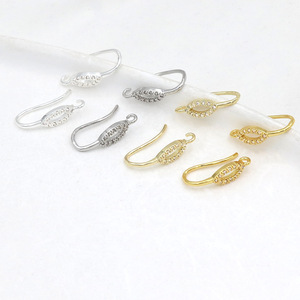 Ganchos para Pendientes de Circonita Cúbica Ovalada, Oro 18k y Plata, Componentes para Joyería DIY, Estilo 10, Piezas para Pendientes con Incrustaciones de Diamantes - Product Image 4