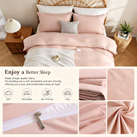 Housse de couette matelassée en microfibre de polyester couleur unie lavée, personnalisable OEM/ODM, ensemble 3 pièces, doux pour la peau, ensemble de literie unie