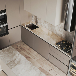 Set di Mobili da <span class=keywords><strong>Cucina</strong></span> Moderni e di Lusso in Alluminio Grigio e PVC, Pronti per il Montaggio - Product Image 4