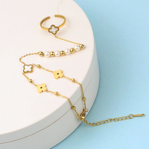 Nuovo Bracciale da Donna alla Moda in Acciaio Inossidabile con Occhio Turco, Mano di Hasma, Serpente e Farfalla, Anello da Dito, Catena da Mano, Non si Ossida - Product Image 4