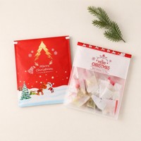 Sacs de boulangerie de Noël en kraft à fond plat avec lien métallique, imprimé Père Noël, avec fenêtre, qualité alimentaire, pour biscuits, friandises, bonbons, chocolat