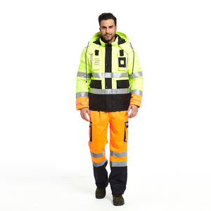 Conjunto de Ropa de <span class=keywords><strong>Trabajo</strong></span> de Alta Visibilidad Premium |   Uniforme Reflectante Cálido y Duradero para Trabajos Nocturnos en Construcción y Carreteras - Product Image 1