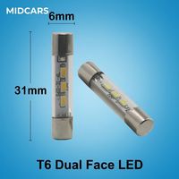 Ampoule LED T6 double face Festoon 31mm 6mm ultra-mince pour pare-soleil, miroir de courtoisie Lexus Toyota 6614F de remplacement