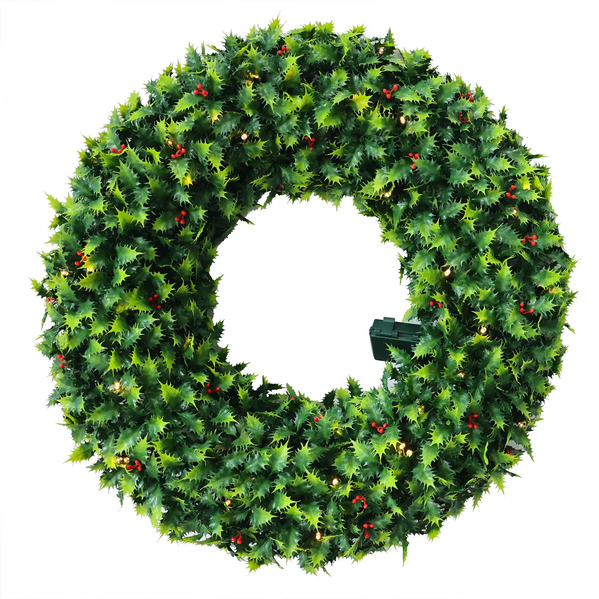 artificial plastic holly leave wreath