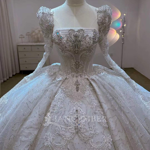 Robes de mariée luxueuses avec un design en dentelle exquis et scintillant, robes de mariée arabes, Lsjj98 - Product Image 4