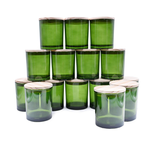 Factory Hot Sale Transparent Heat Resistant Cylinder 8oz Glass Empty Candle Vessel <b>Lid</b> for Easter Candle Making Silk Screen - Product Image 1