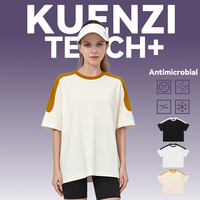 T-shirt pour femme Kuenzi, à manches courtes, surdimensionné, à séchage rapide, effet rafraîchissant, color-block, antibactérien 7A, en coton 240GSM