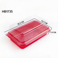 Boîte en plastique transparente rectangulaire de qualité alimentaire en PET recyclé avec couvercle pour tiramisu, gâteau, sushi, pizza