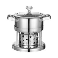 6.29 Stainless Steel Hot Pot Liquid Alcohol Stove,Stainless Steel Sauce Pan  with Steamer,Spirit Cooker with Pot, Camping Stoves Set,Easy to Carry,  Camping Cooker for Indoor Outdoor Camping Hiking 
