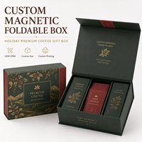 Boîte pliante à fermeture magnétique personnalisée de luxe, idéale pour un coffret cadeau de café haut de gamme pour les fêtes, avec étui en carton rigide