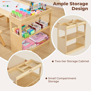 Table d'activités en bois pour enfants avec 2 chaises, meubles de jeu, support à papier et étagères de rangement pour chambre, bureau et dessin - Product Image 4