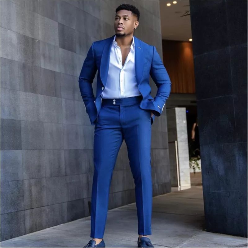 Bridalaffair Men's Blazer Handsome Royal Blue Wedding Suit