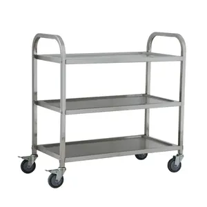 High Quality Cheap Prices Restaurant Stainless Steel Kitchen Food Trolley Dining Service Cart With Wheels