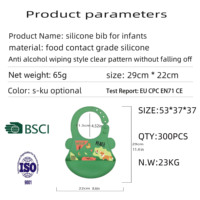 Logo personnalisable certifié ENVSI BSCI bavoirs pour bébé en silicone de qualité alimentaire, souples, imperméables et ajustables de haute qualité.
